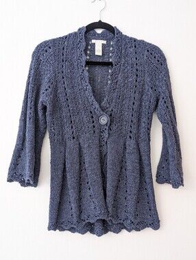 Tweeds Knit Crochet wool blend cardigan sweater